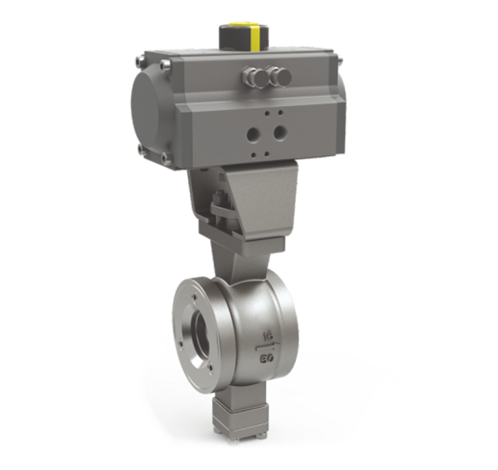 QV677F 氣動(dòng)對夾V型切斷節(jié)球閥